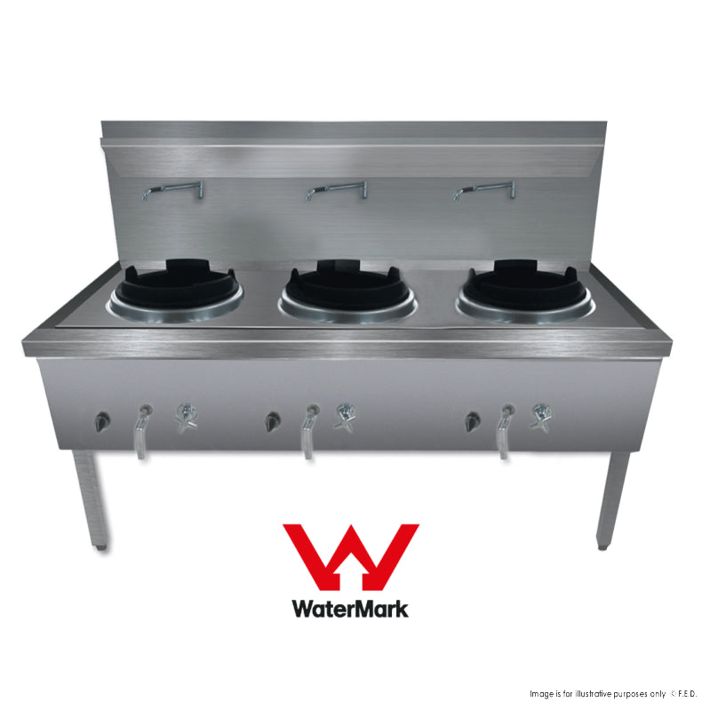 Gasmax Stainless Steel Waterless Nature Gas Triple Wok - WW-3N