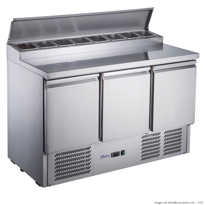 FED-X Three Door Salad Prep Fridge - XGNS1300D