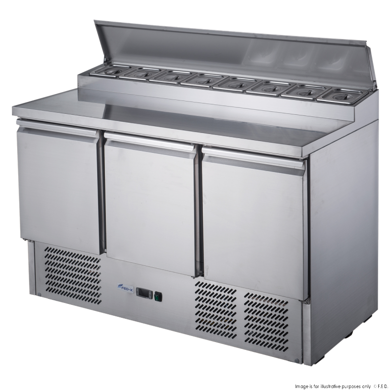FED-X Three Door Salad Prep Fridge - XGNS1300D