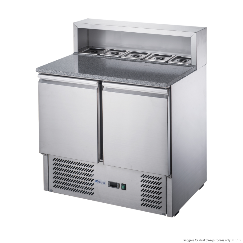 FED-X Two Door Salad Prep Fridge with Marble Top - XGNS900E
