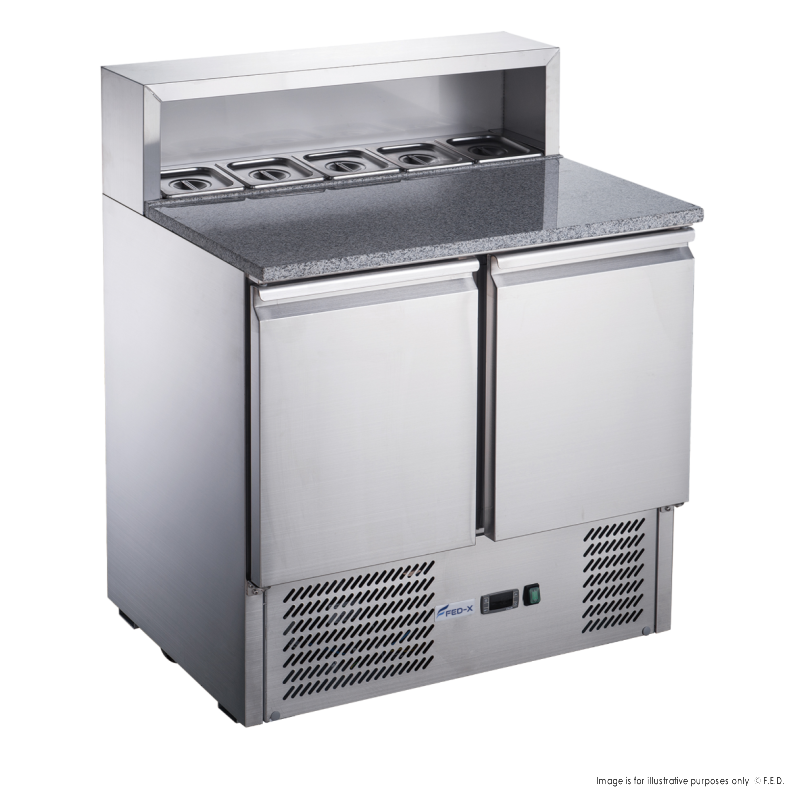 FED-X Two Door Salad Prep Fridge with Marble Top - XGNS900E