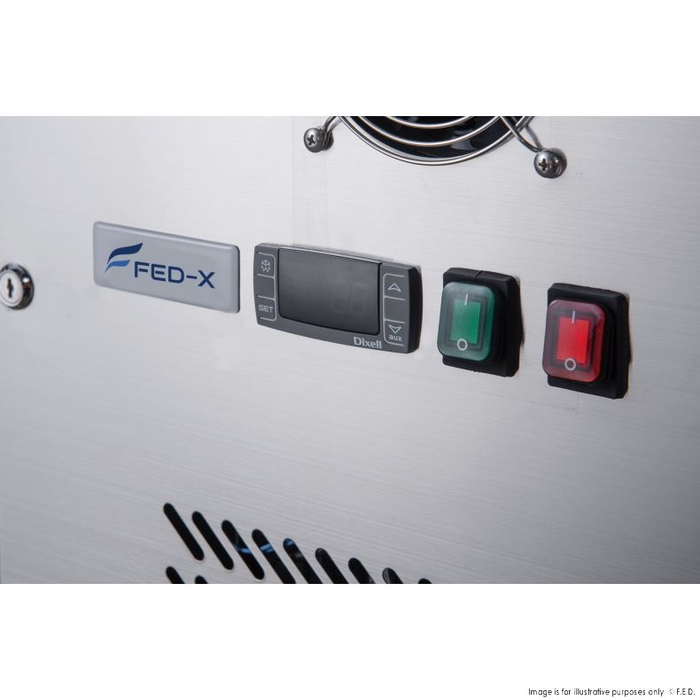FED-X Two Glass Door Bench Fridge Stainless Steel - XUB7C13G2V