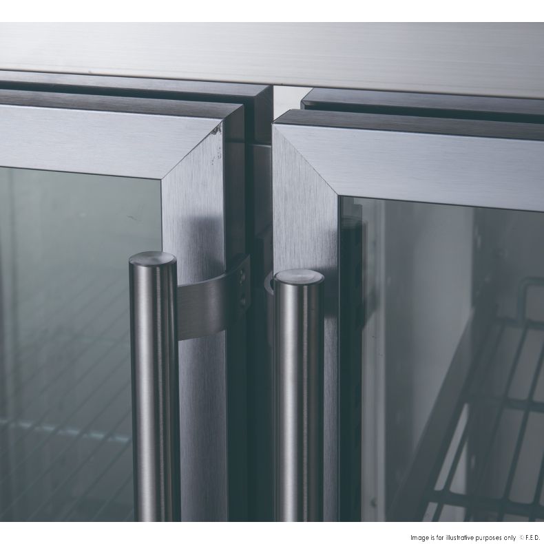 FED-X Three Glass Door Bench Fridge Stainless Steel - XUB7C18G3V