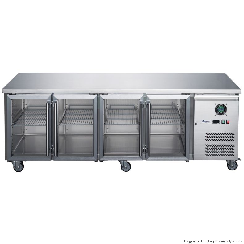 FED-X Four Glass Door Bench Fridge  - XUB7C22G4V
