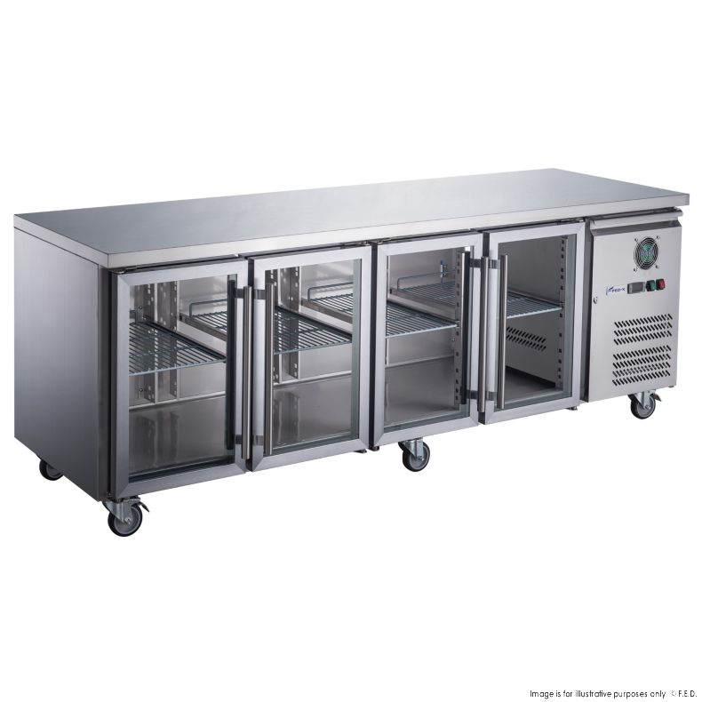 FED-X Four Glass Door Bench Fridge  - XUB7C22G4V