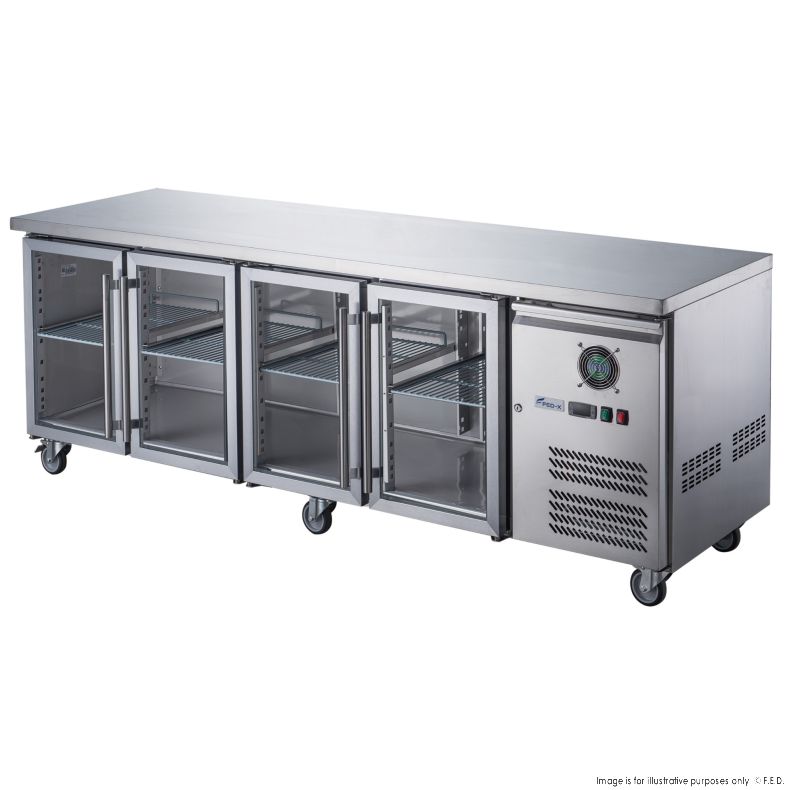 FED-X Four Glass Door Bench Fridge  - XUB7C22G4V