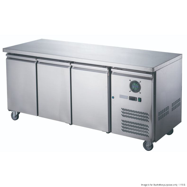 FED-X Stainless Steel Three Door Bench Freezer - XUB7F18S3V