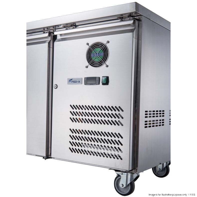 FED-X Stainless Steel Three Door Bench Freezer - XUB7F18S3V