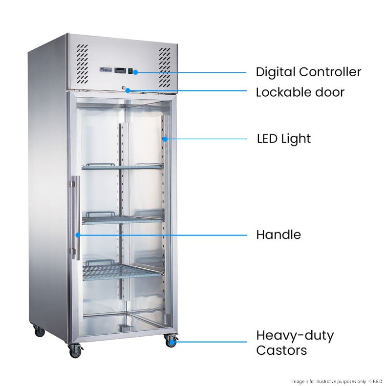 FED-X S/S Full Glass Door Upright Freezer - XURF600G1V