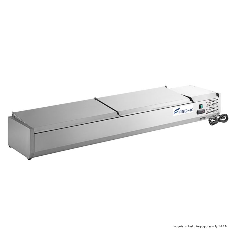 FED-X Salad Bench with Stainless Steel Lids - XVRX1800/380S